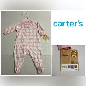 🆕CARTER’S - NB - NWT - INFANT GIRLS PINK WHITE DOT SLEEPER